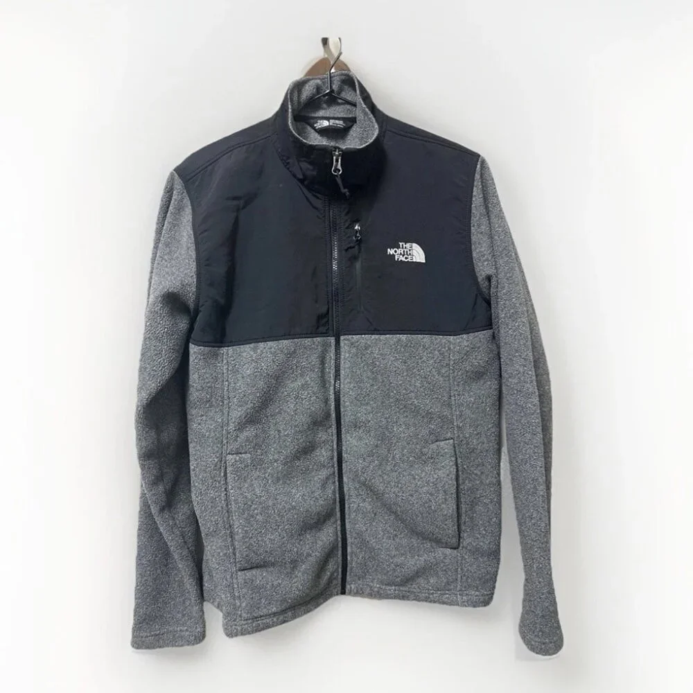 The North Face Men’s Denali Polartec Fleece Jacket Gray‎ Black Full Zip Small